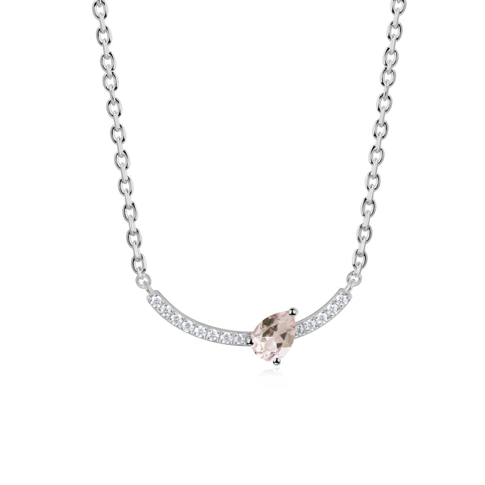 Pave Curve Morganite Necklace - LUO Jewelry #metal_platinum