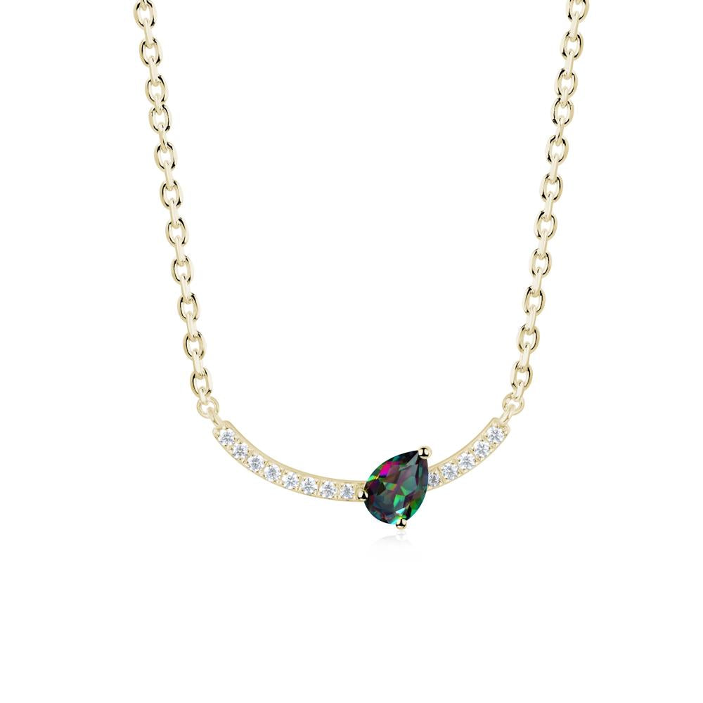 Pave Curve Mystic Topaz Necklace - LUO Jewelry #metal_14k yellow gold