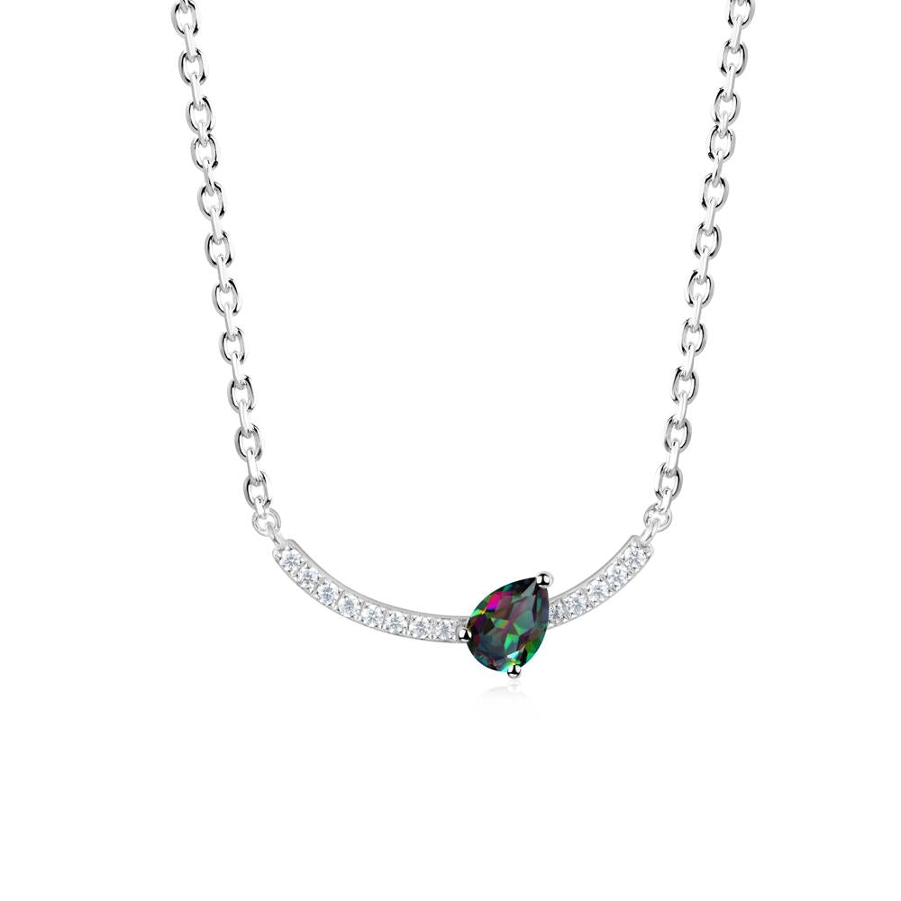 Pave Curve Mystic Topaz Necklace - LUO Jewelry #metal_18k white gold