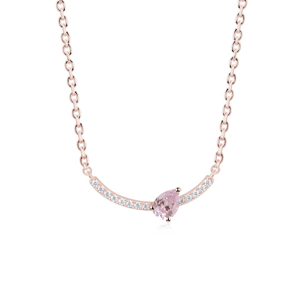 Pear Pink Cubic Zirconia Smile Necklace - LUO Jewelry #metal_18k rose gold