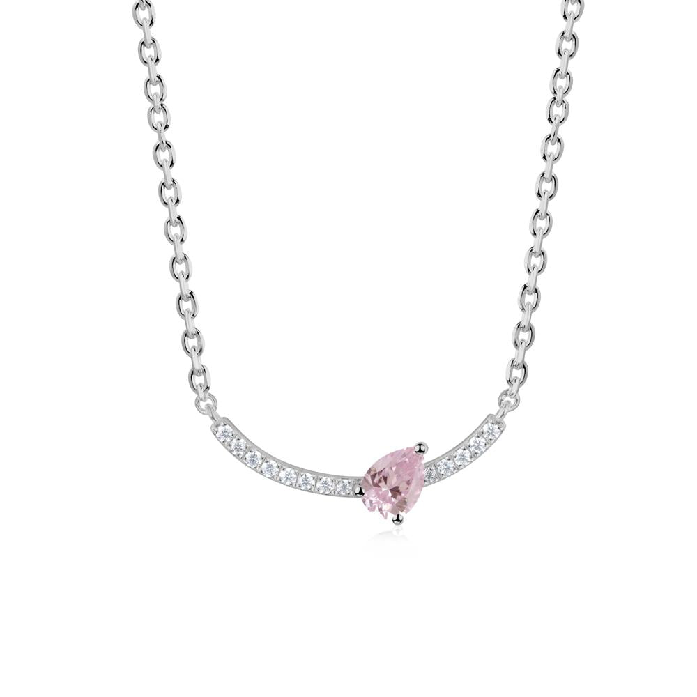 Pear Pink Cubic Zirconia Smile Necklace - LUO Jewelry #metal_platinum