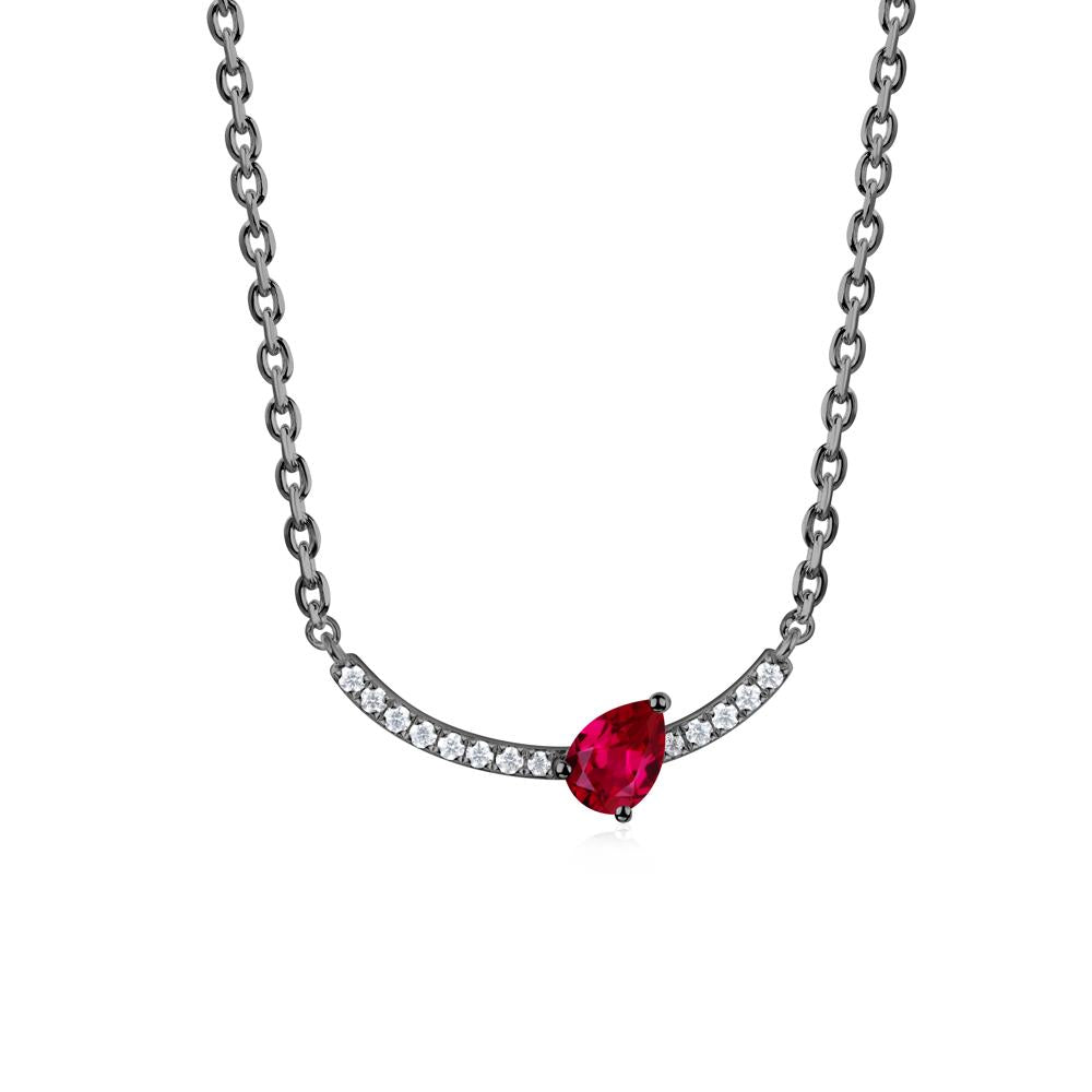 Teardrop Ruby Smile Necklace - LUO Jewelry #metal_black finish sterling silver