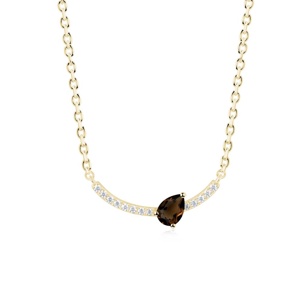 Pave Curve Smoky Quartz Necklace - LUO Jewelry #metal_18k yellow gold