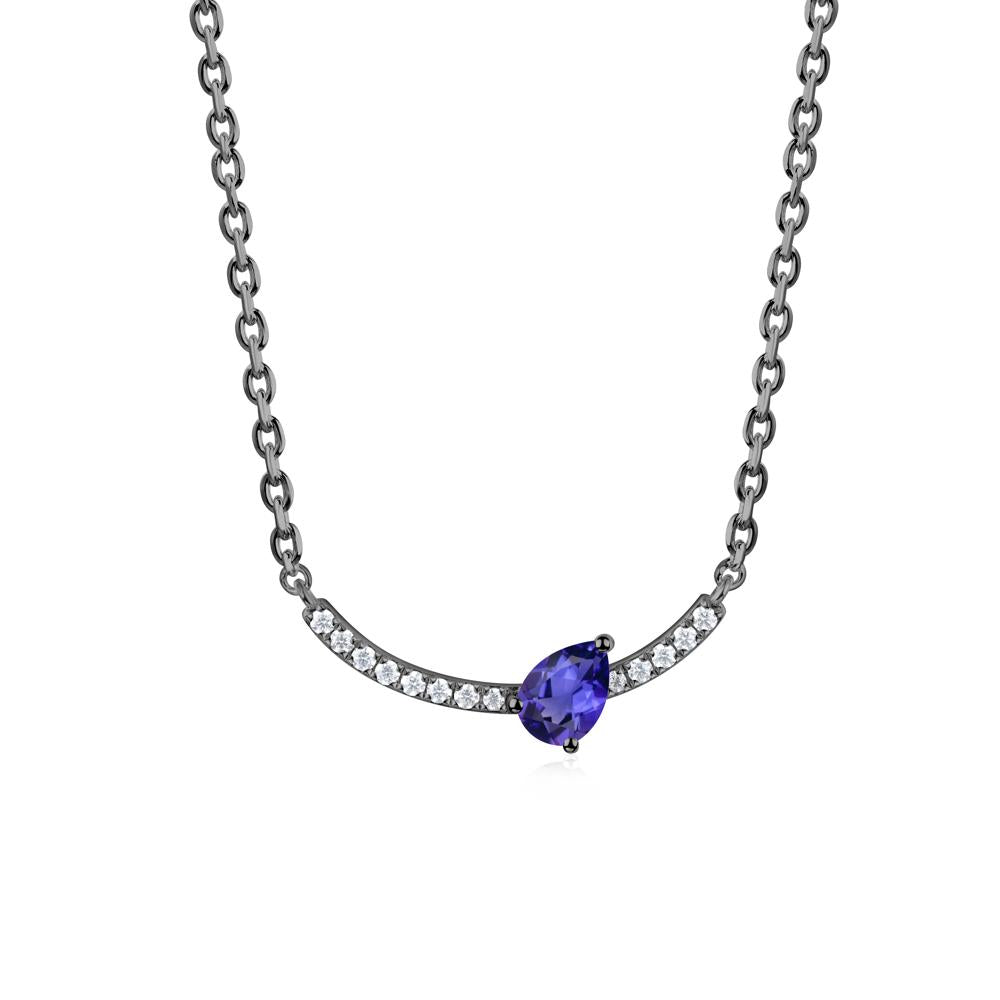 Teardrop Tanzanite Smile Necklace - LUO Jewelry #metal_black finish sterling silver