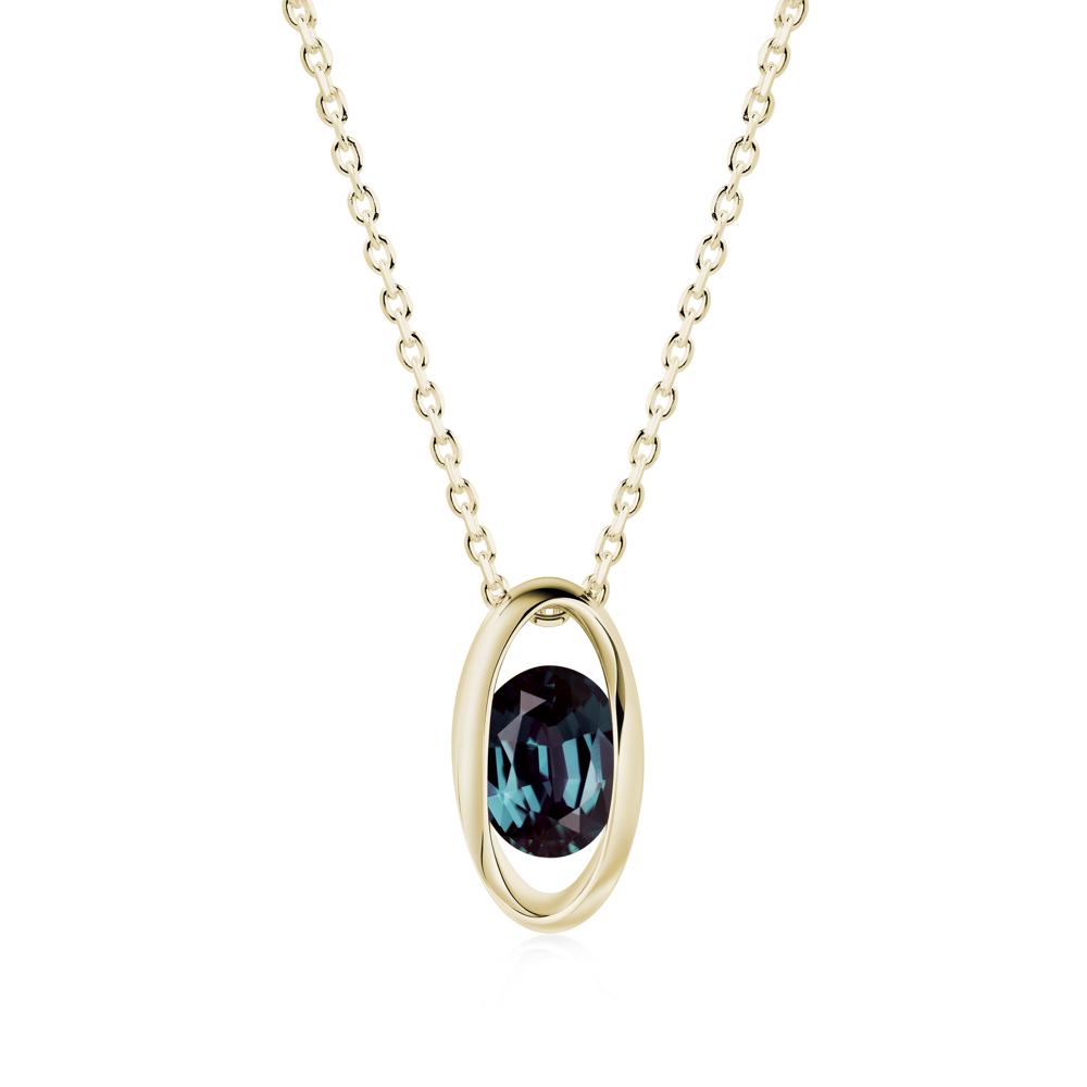 Oval Alexandrite Solitaire Pendant - LUO Jewelry #metal_14k yellow gold