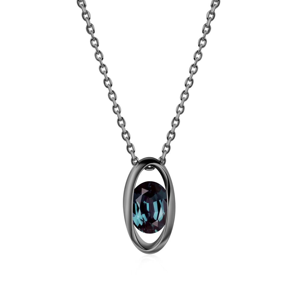 Oval Alexandrite Solitaire Pendant - LUO Jewelry #metal_black finish sterling silver