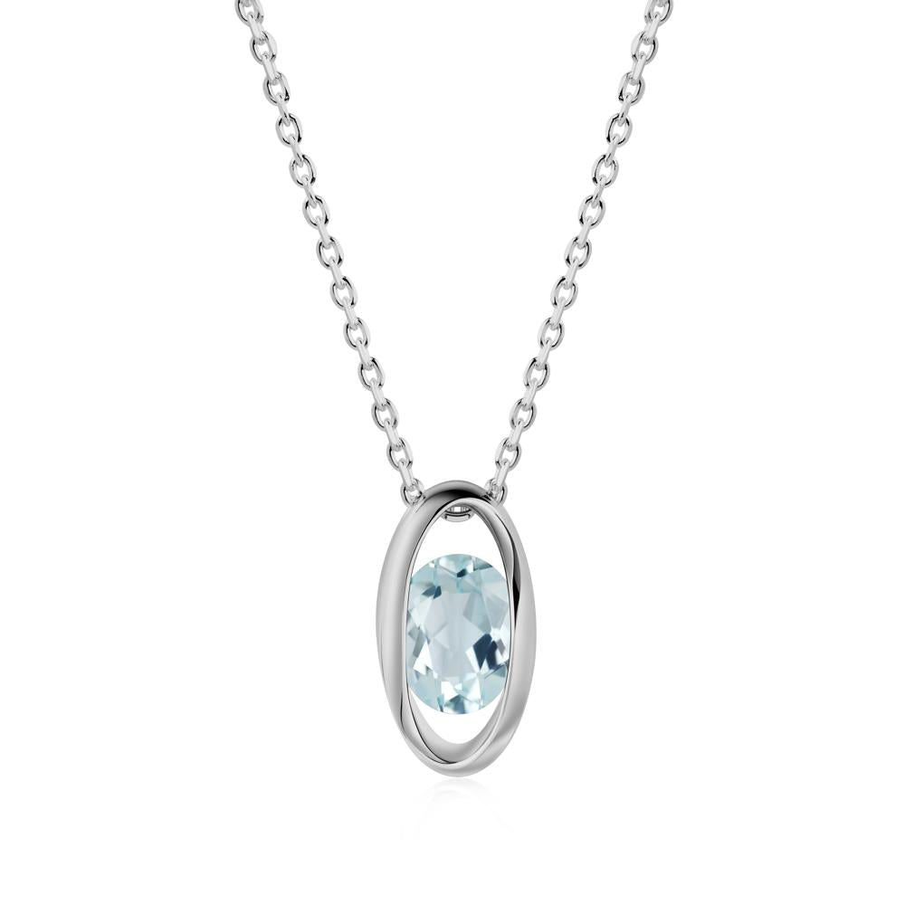 Oval Aquamarine Solitaire Necklace - LUO Jewelry #metal_platinum