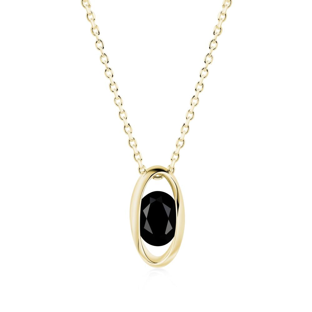 Oval Black Spinel Solitaire Pendant - LUO Jewelry #metal_18k yellow gold