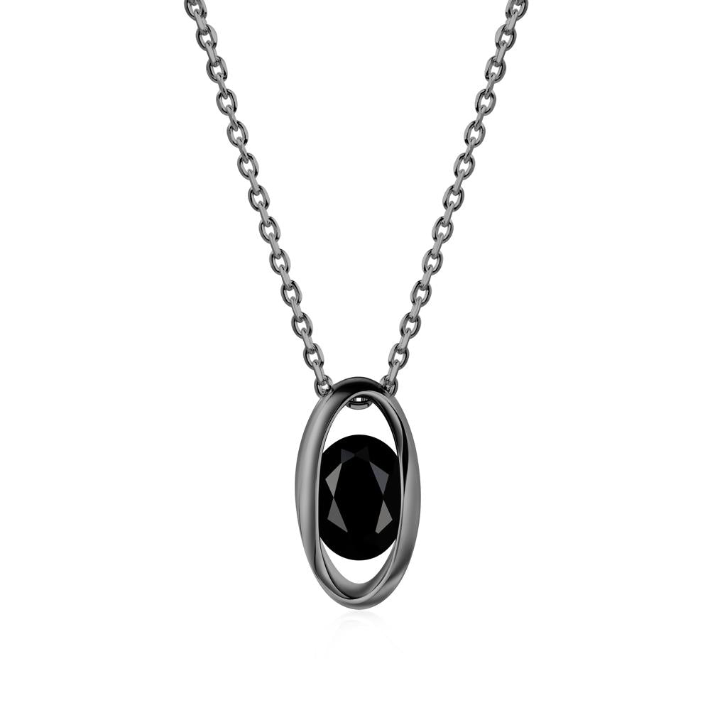 Oval Black Spinel Solitaire Pendant - LUO Jewelry #metal_black finish sterling silver
