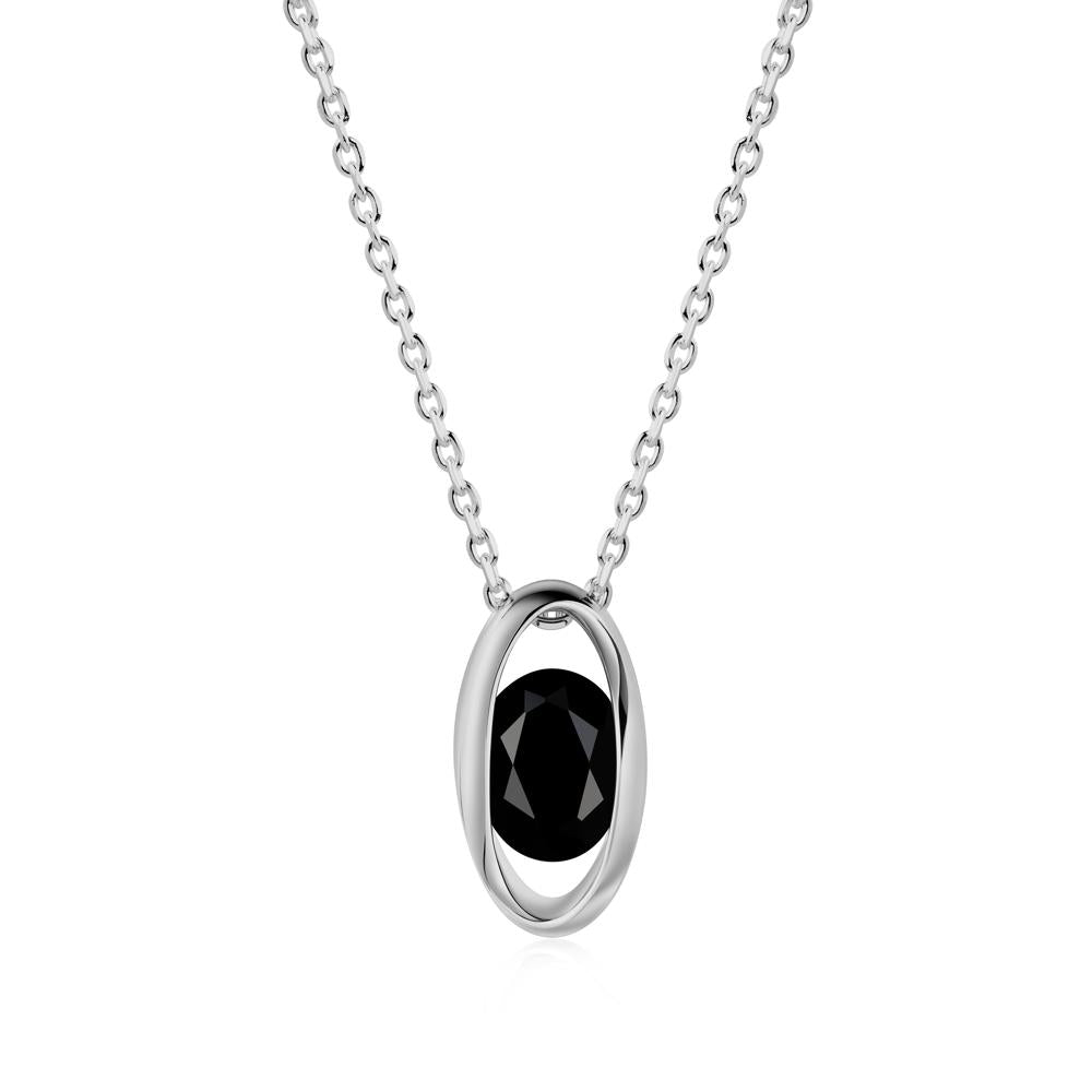 Oval Black Spinel Solitaire Pendant - LUO Jewelry #metal_platinum