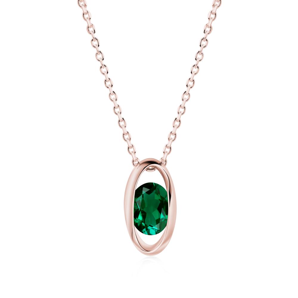 Oval Emerald Solitaire Necklace - LUO Jewelry #metal_18k rose gold