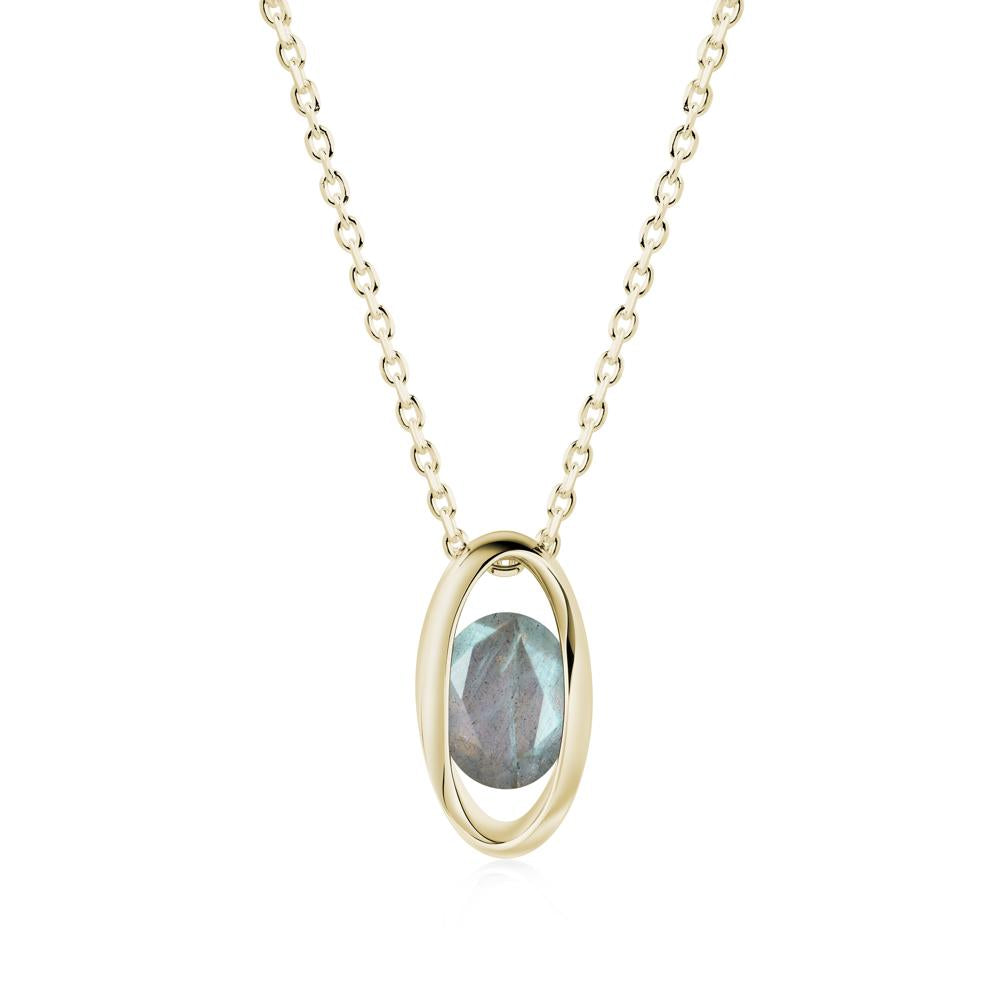 Oval Labradorite Solitaire Necklace - LUO Jewelry #metal_14k yellow gold