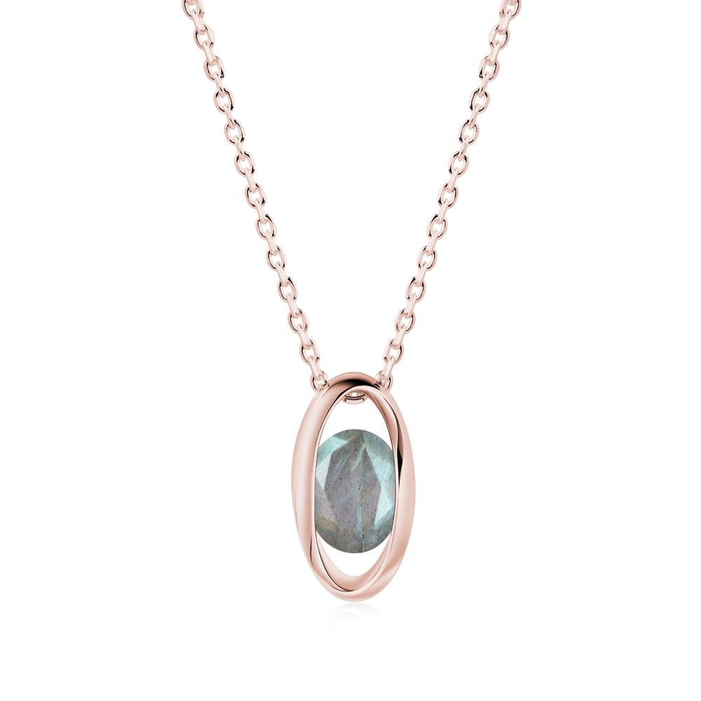 Oval Labradorite Solitaire Necklace - LUO Jewelry #metal_18k rose gold