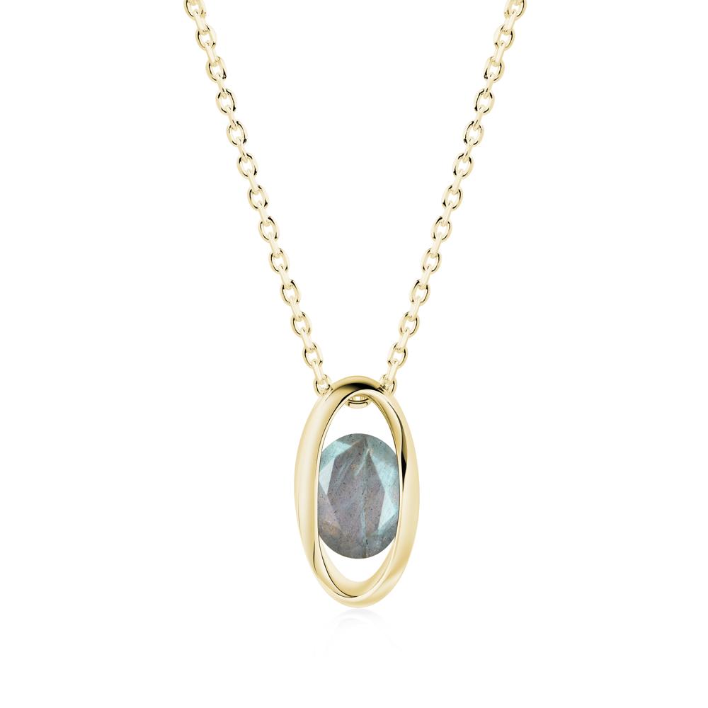 Oval Labradorite Solitaire Necklace - LUO Jewelry #metal_18k yellow gold