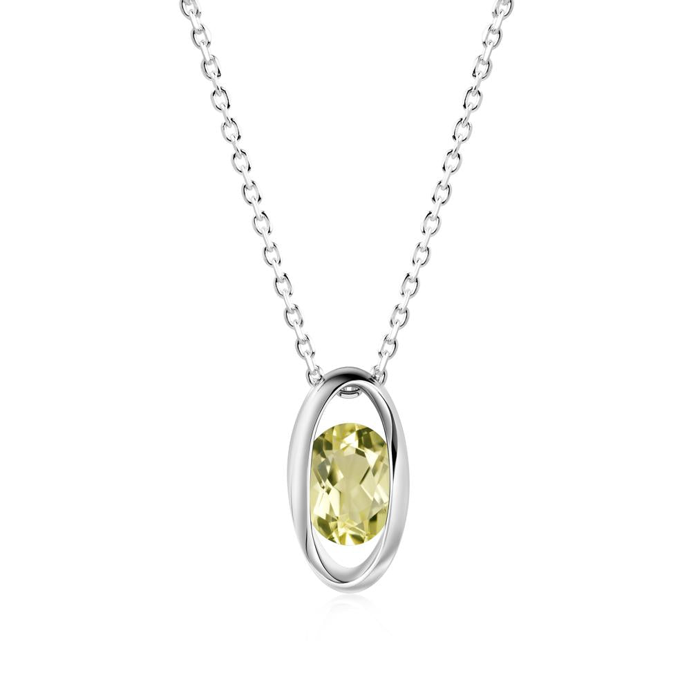 Oval Lemon Quartz Solitaire Pendant - LUO Jewelry #metal_18k white gold