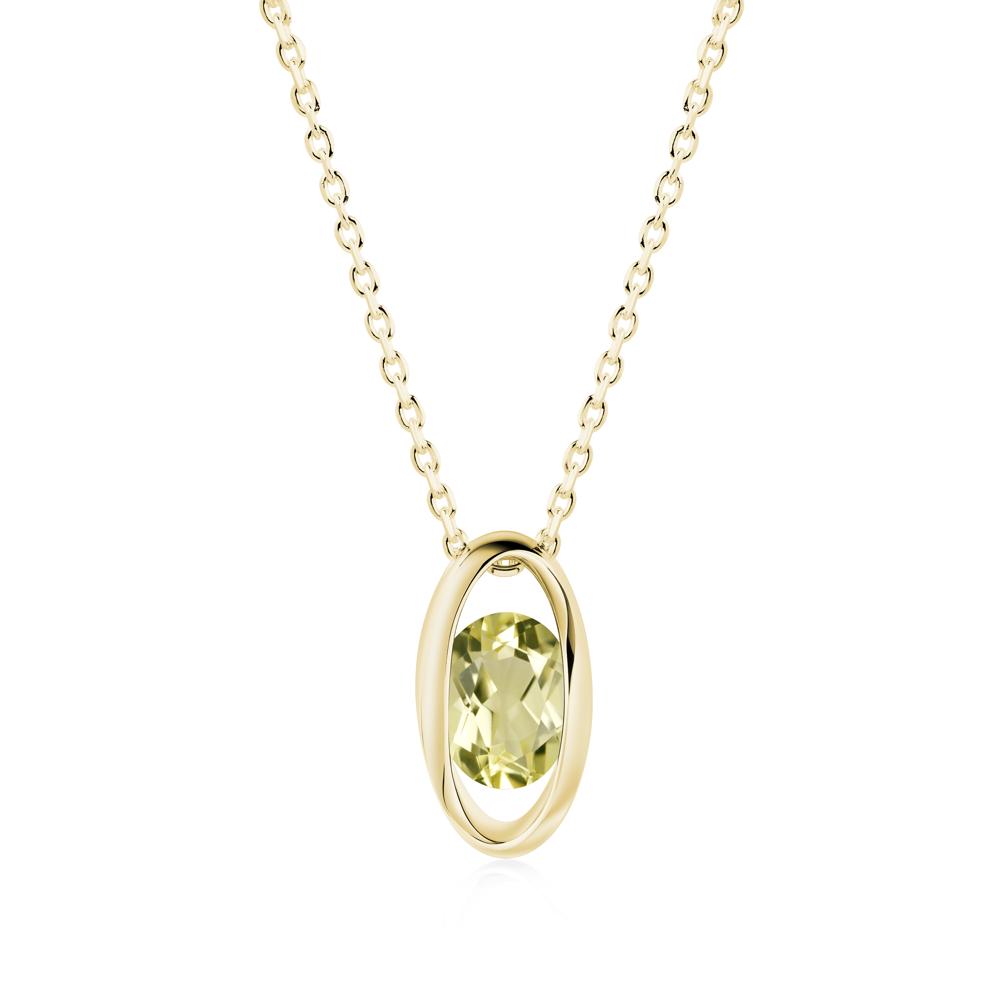 Oval Lemon Quartz Solitaire Pendant - LUO Jewelry #metal_18k yellow gold