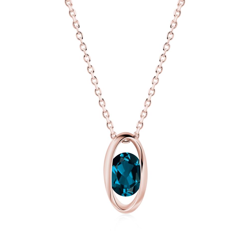 Oval London Blue Topaz Solitaire Necklace - LUO Jewelry #metal_18k rose gold