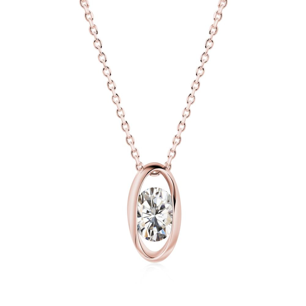 Oval Moissanite Solitaire Necklace - LUO Jewelry #metal_18k rose gold