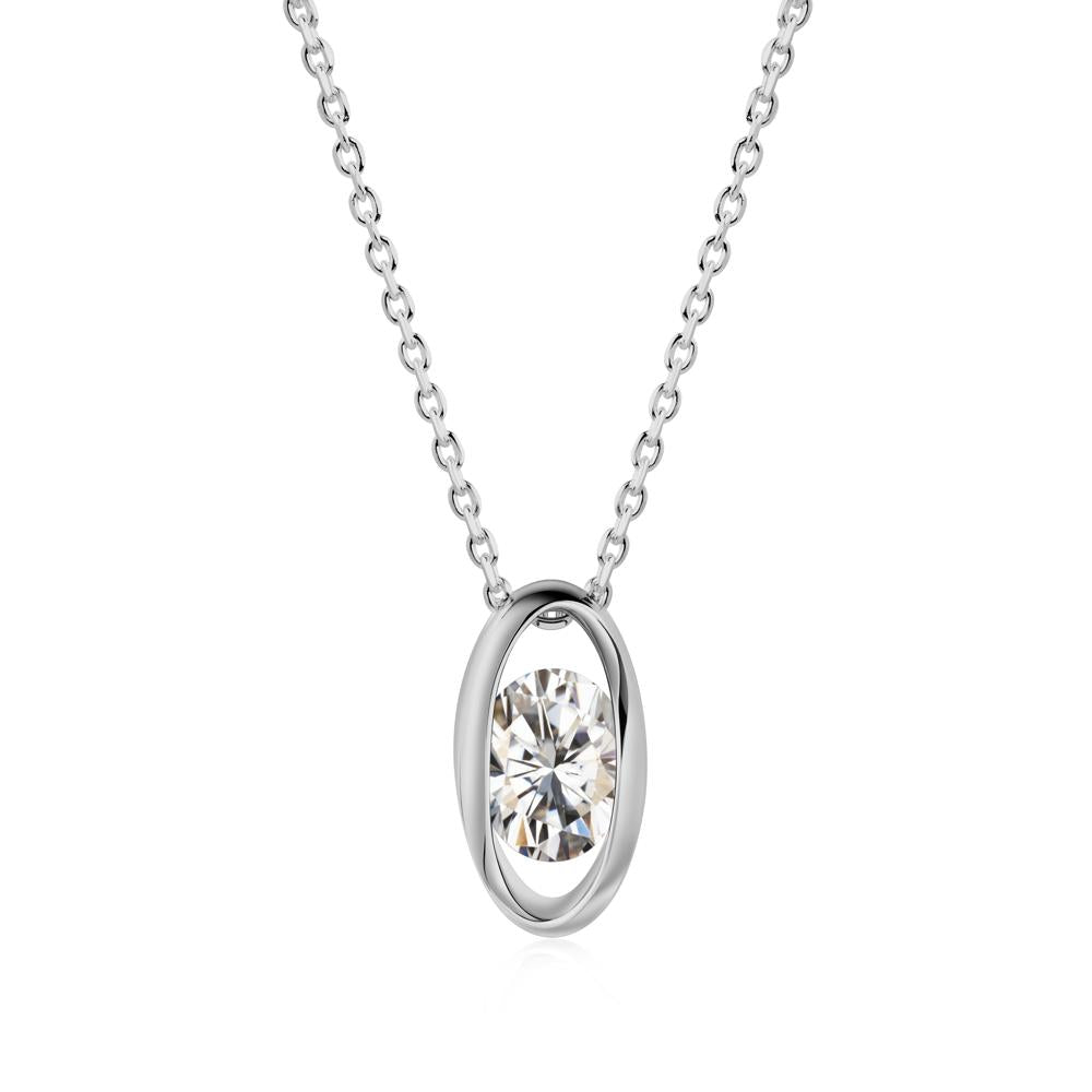 Oval Moissanite Solitaire Necklace - LUO Jewelry #metal_platinum