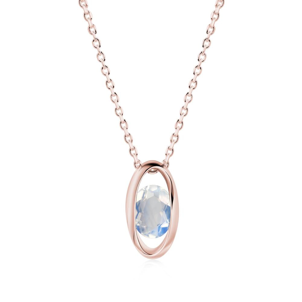 Oval Moonstone Solitaire Pendant - LUO Jewelry #metal_18k rose gold