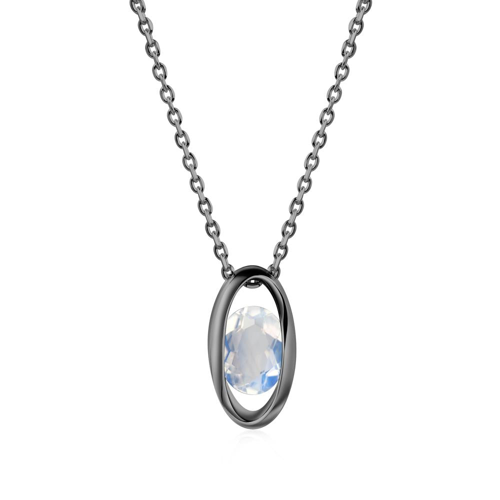 Oval Moonstone Solitaire Pendant - LUO Jewelry #metal_black finish sterling silver