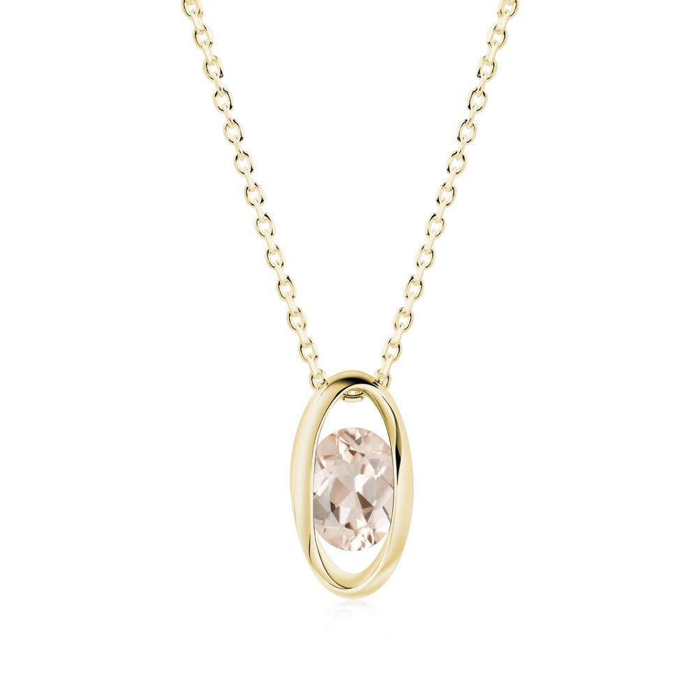 Bezel-Set Oval Morganite Solitaire Pendant Necklace - LUO Jewelry #metal_18k yellow gold
