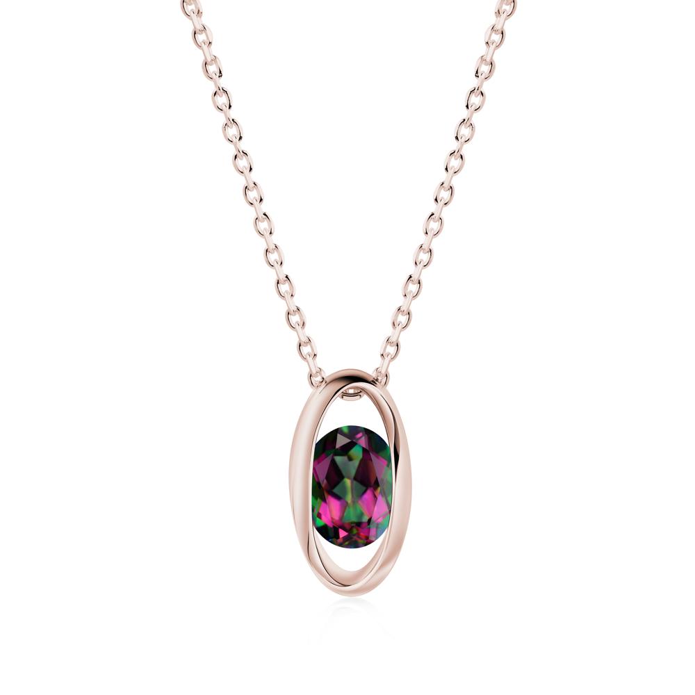 Oval Mystic Topaz Solitaire Pendant - LUO Jewelry #metal_14k rose gold