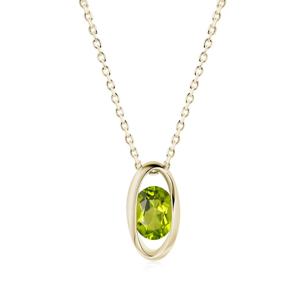 Oval Peridot Solitaire Necklace - LUO Jewelry #metal_14k yellow gold