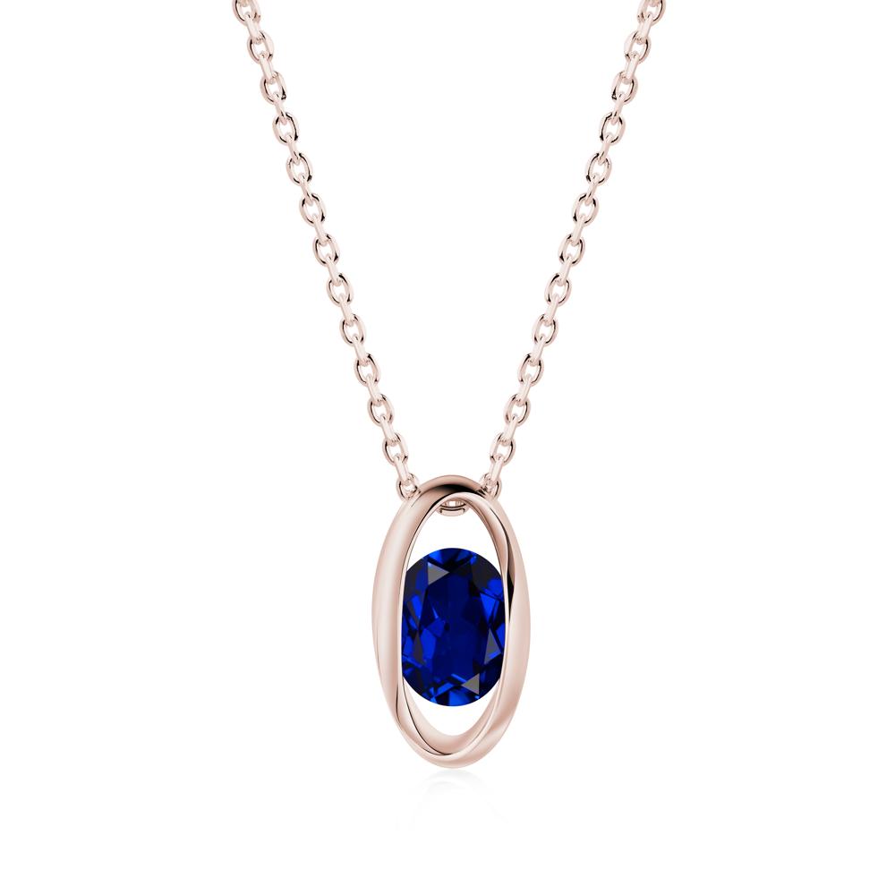 Oval Sapphire Solitaire Pendant - LUO Jewelry #metal_14k rose gold