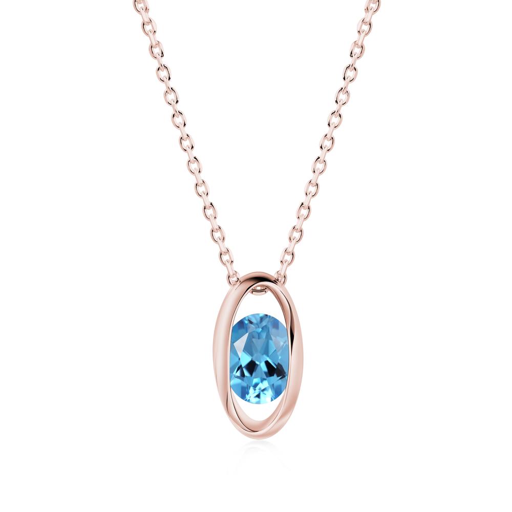 Oval Swiss Blue Topaz Solitaire Pendant - LUO Jewelry #metal_18k rose gold