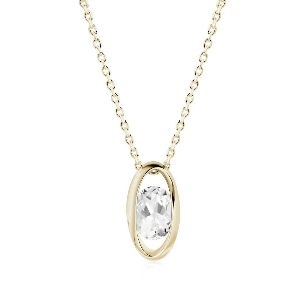 Oval White Topaz Solitaire Necklace - LUO Jewelry #metal_14k yellow gold