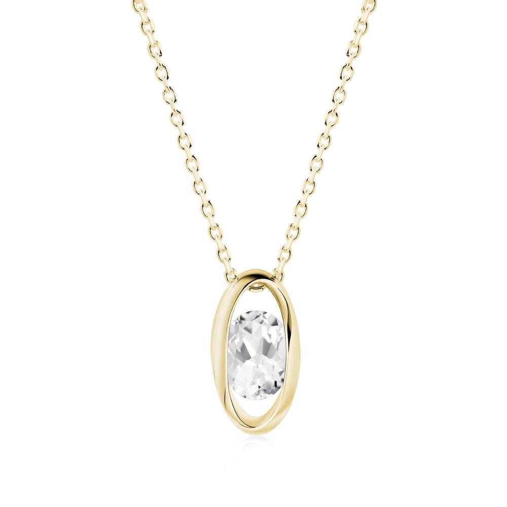 Oval White Topaz Solitaire Necklace - LUO Jewelry #metal_18k yellow gold