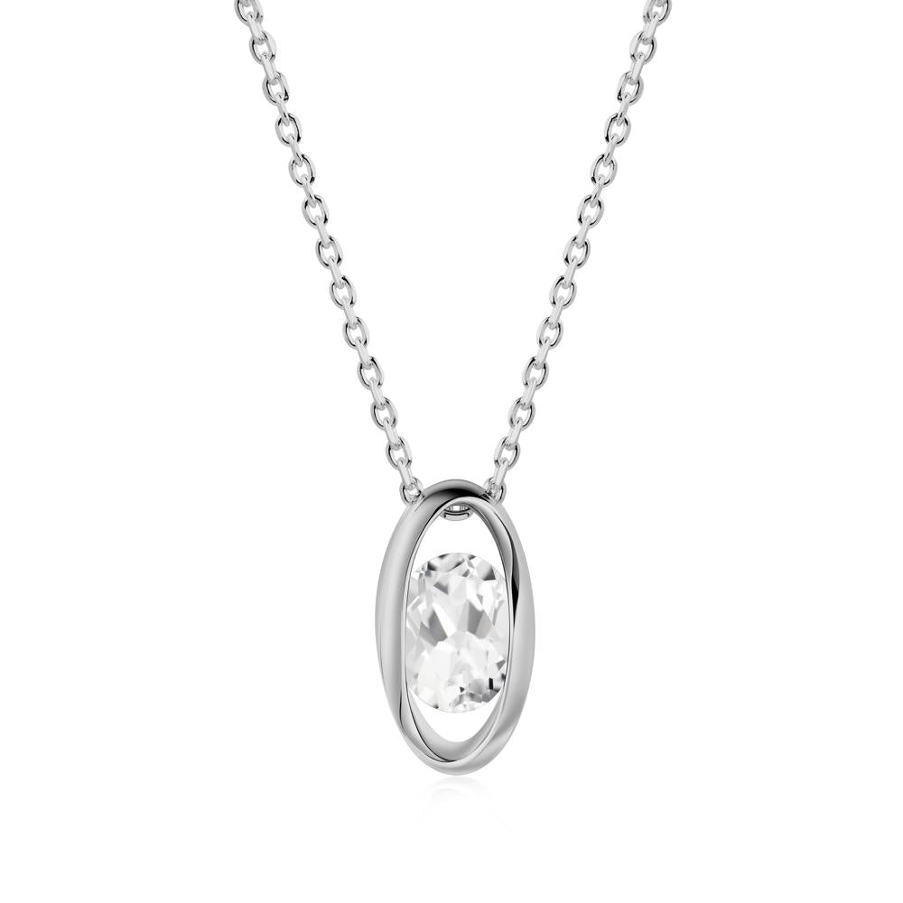 Oval White Topaz Solitaire Necklace - LUO Jewelry #metal_platinum