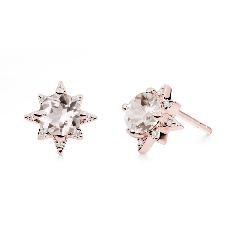 Round Morganite Sunburst Earrings - LUO Jewelry #metal_18k rose gold