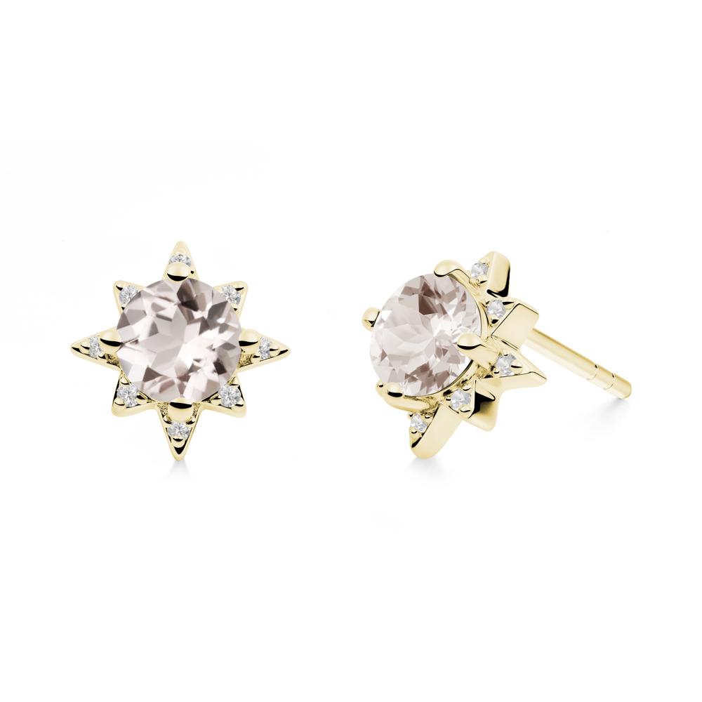 Round Morganite Sunburst Earrings - LUO Jewelry #metal_18k yellow gold