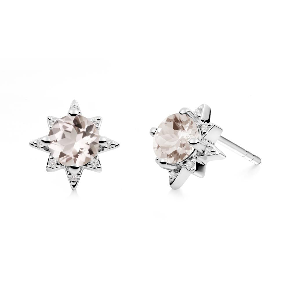 Round Morganite Sunburst Earrings - LUO Jewelry #metal_sterling silver