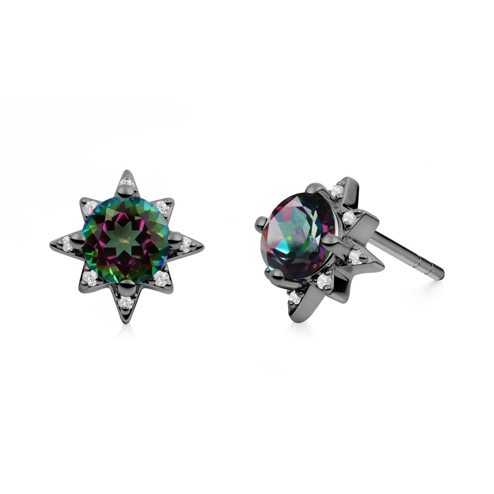 Round Mystic Topaz Sunburst Earrings - LUO Jewelry #metal_black finish sterling silver