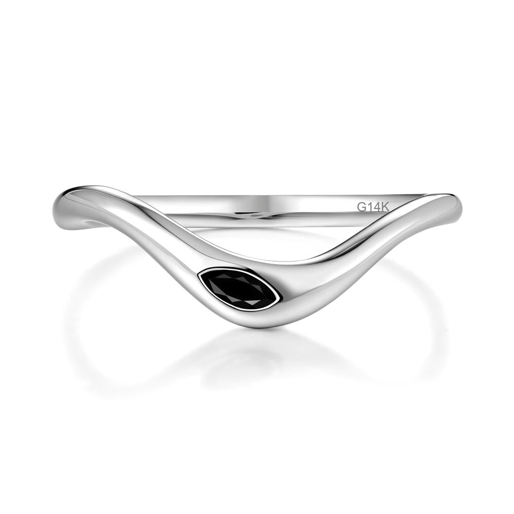 Flow Marquise Cut Black Spinel Ring - LUO Jewelry #metal_14k white gold