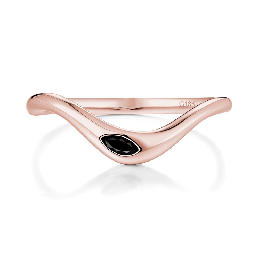 Flow Marquise Cut Black Spinel Ring - LUO Jewelry #metal_18k rose gold