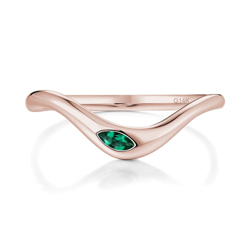 Marquise Cut Emerald Nesting Ring - LUO Jewelry #metal_14k rose gold