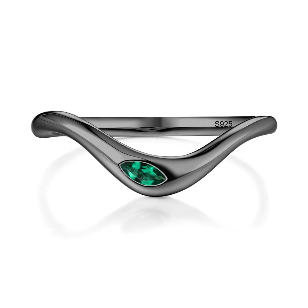 Marquise Cut Emerald Nesting Ring - LUO Jewelry #metal_black finish sterling silver