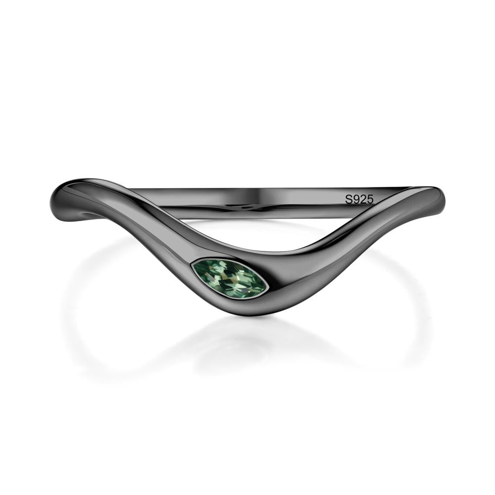 Marquise Cut Green Sapphire Nesting Ring - LUO Jewelry #metal_black finish sterling silver