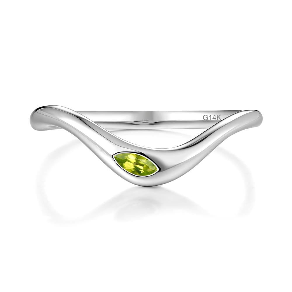 Flow Marquise Cut Peridot Ring - LUO Jewelry #metal_14k white gold