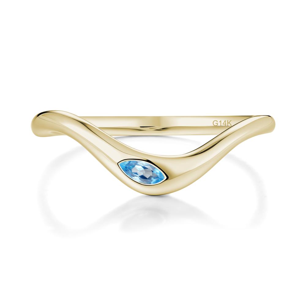 Flow Marquise Cut Swiss Blue Topaz Ring - LUO Jewelry #metal_14k yellow gold