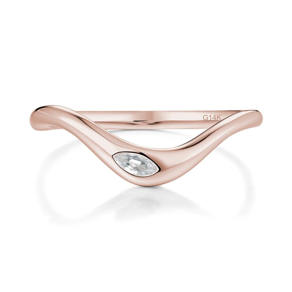 Marquise Cut White Topaz Nesting Ring - LUO Jewelry #metal_14k rose gold