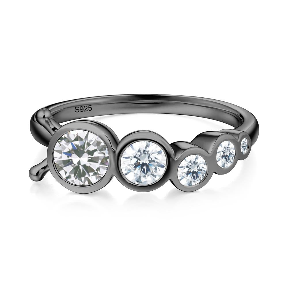 Round Cubic Zirconia Bubble Ring - LUO Jewelry #metal_black finish sterling silver