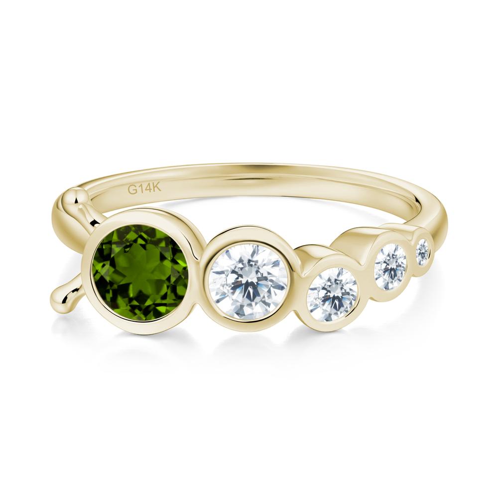 Five-Stone Graduated Bezel Diopside Ring - LUO Jewelry #metal_14k yellow gold