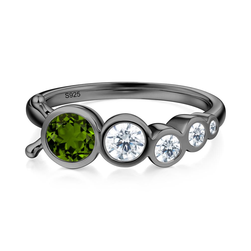 Five-Stone Graduated Bezel Diopside Ring - LUO Jewelry #metal_black finish sterling silver