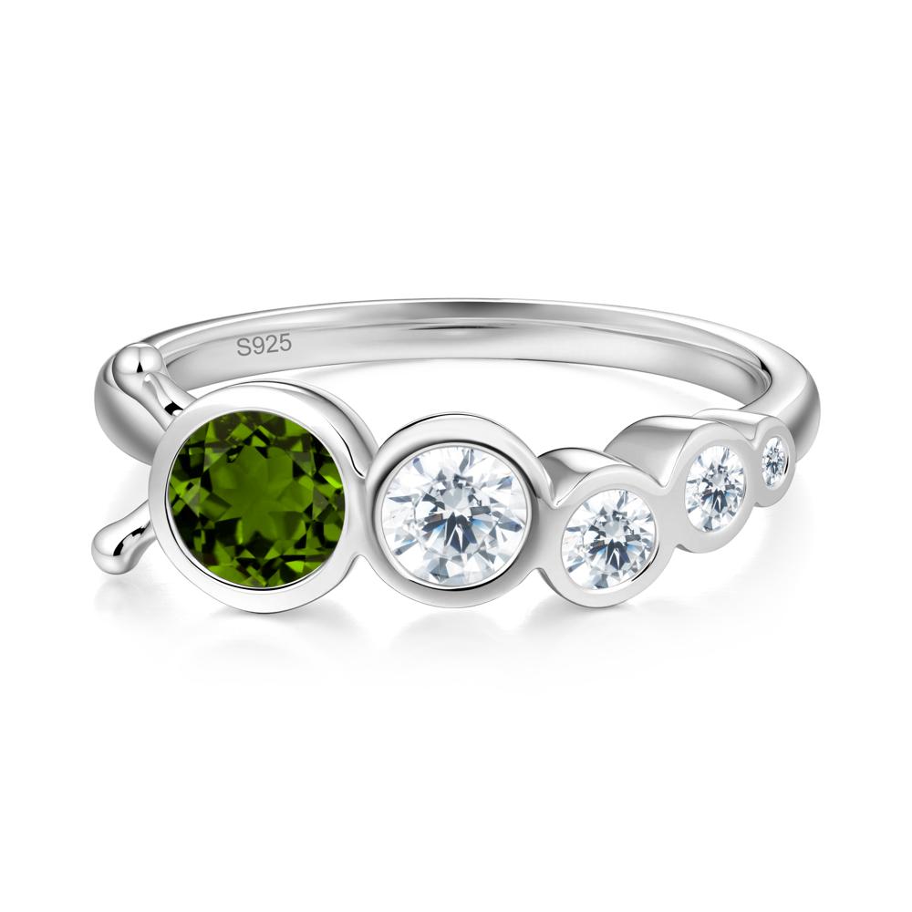 Five-Stone Graduated Bezel Diopside Ring - LUO Jewelry #metal_sterling silver