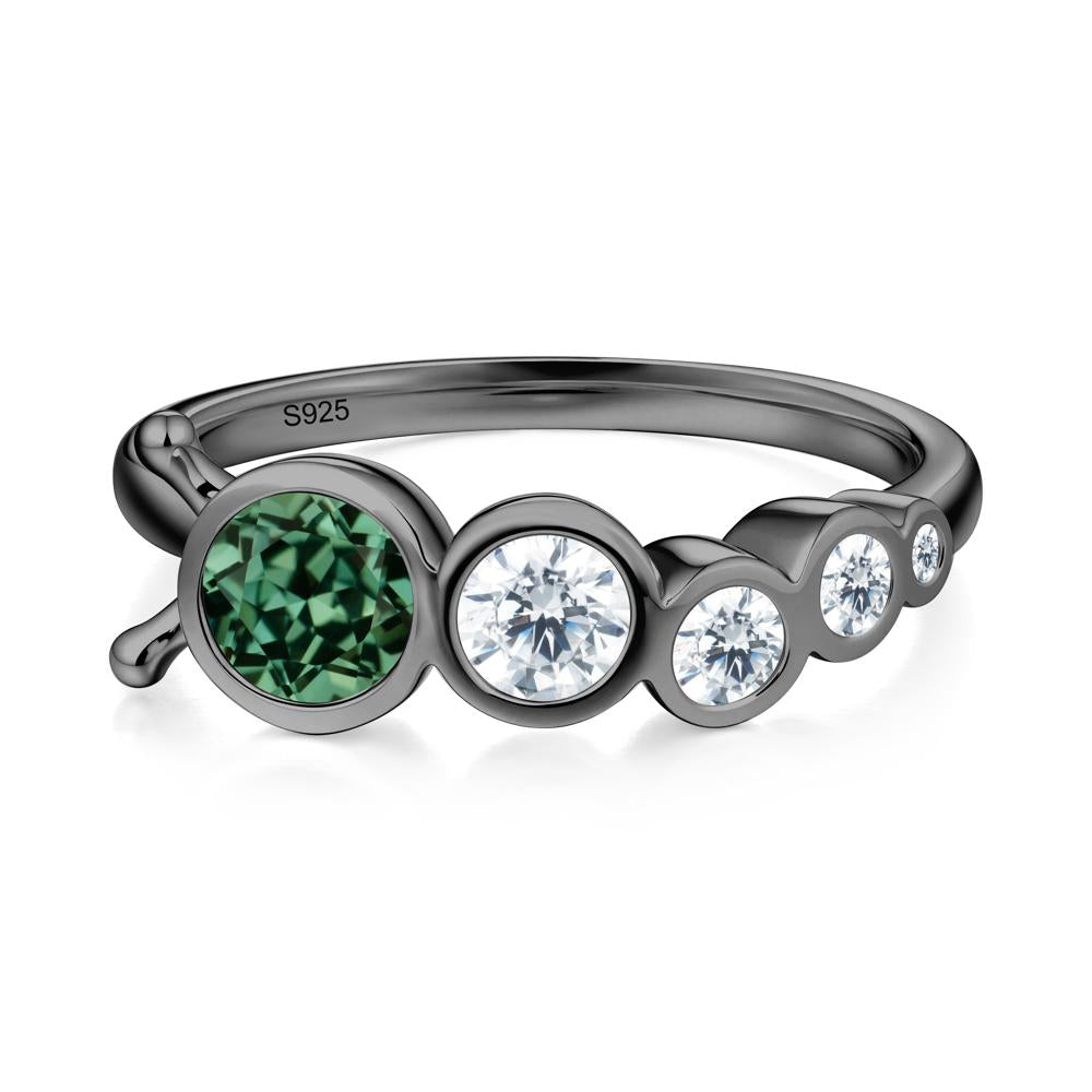 Round Green Sapphire Bubble Ring - LUO Jewelry #metal_black finish sterling silver